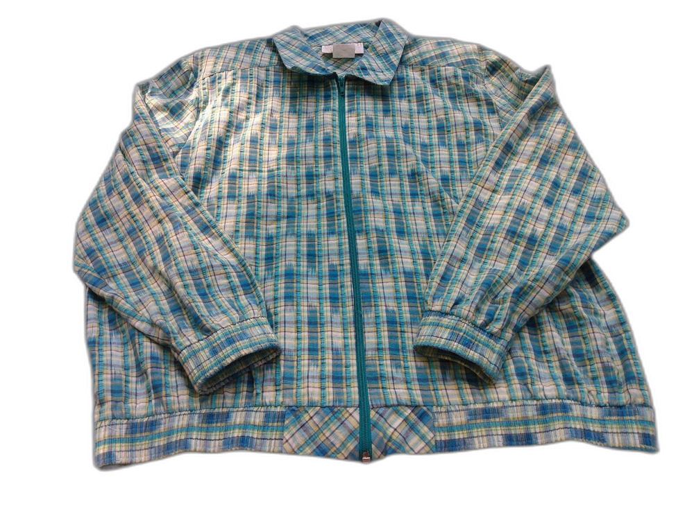 Popovitch Womens L Large Green Plaid Golf Jacket Lightweight Windbreaker Coat
